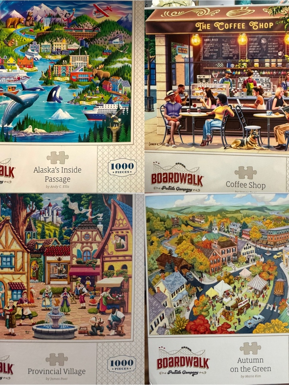 Boardwalk 4-Pack Jigsaw Puzzle Set — Scenic Assorted Designs (Multicolor)